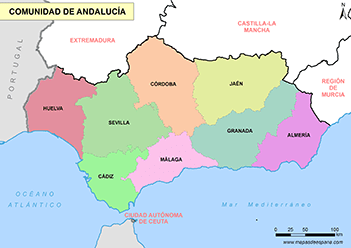 Mapa comunidad de Andalucía