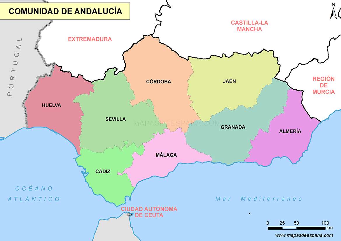 Mapa Comunidad De Andalucía