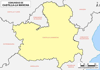 Mapa comunidad autónoma de Castilla-La Mancha.