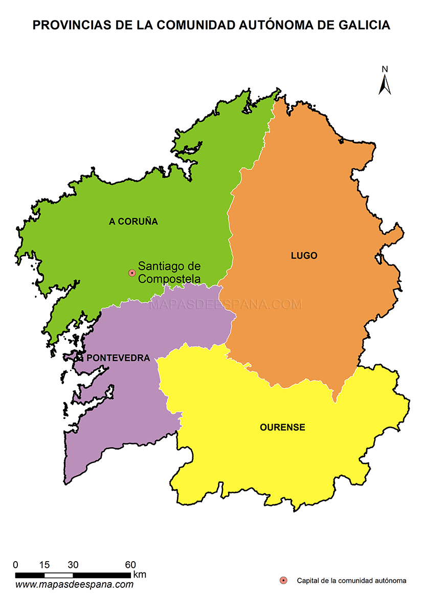 Mapa De Provincias De La Comunidad Autónoma De Galicia