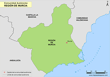 Mapa comunidad autónoma de la Región de Murcia