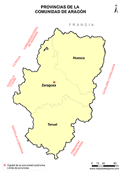 Mapa provincias de Aragón