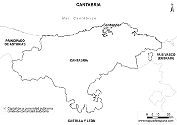 Mapa de Cantabria en blanco