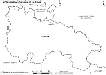 Mapa blanco de la comunidad autónoma de La Rioja