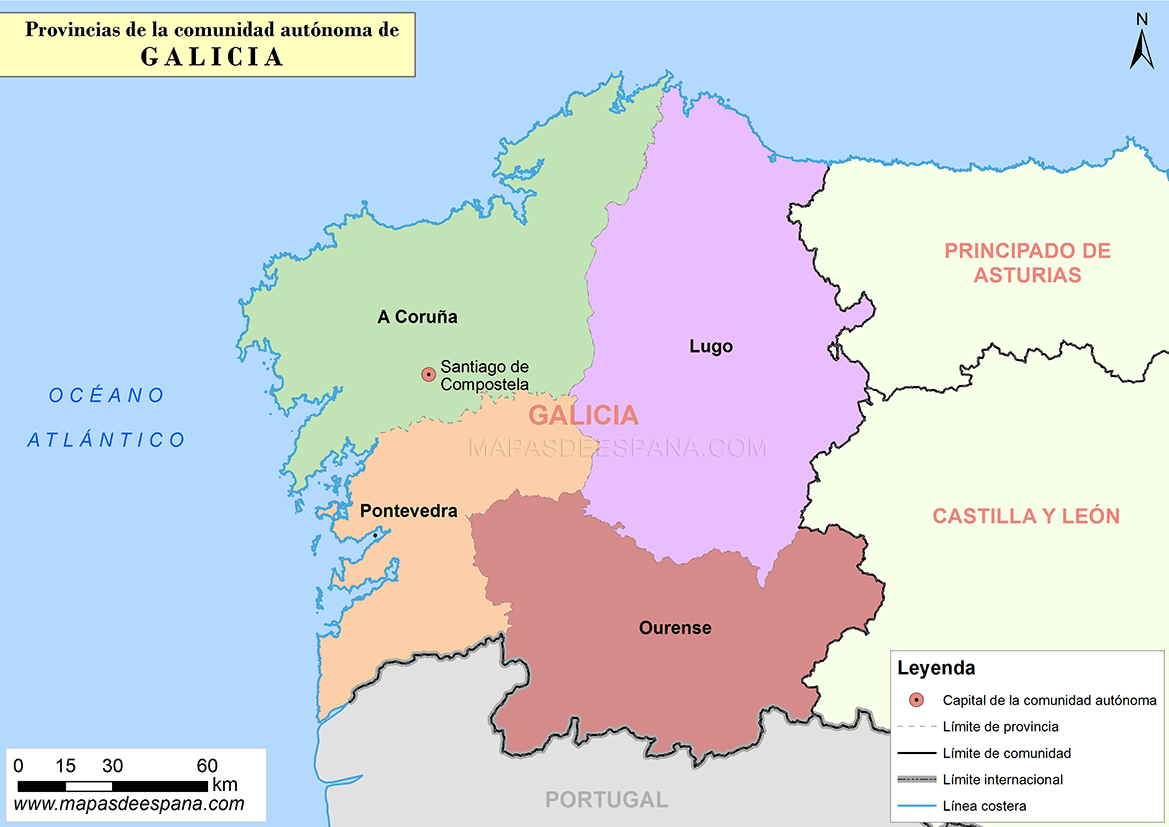 Mapa Galicia Provincias Y Capitales Mapa