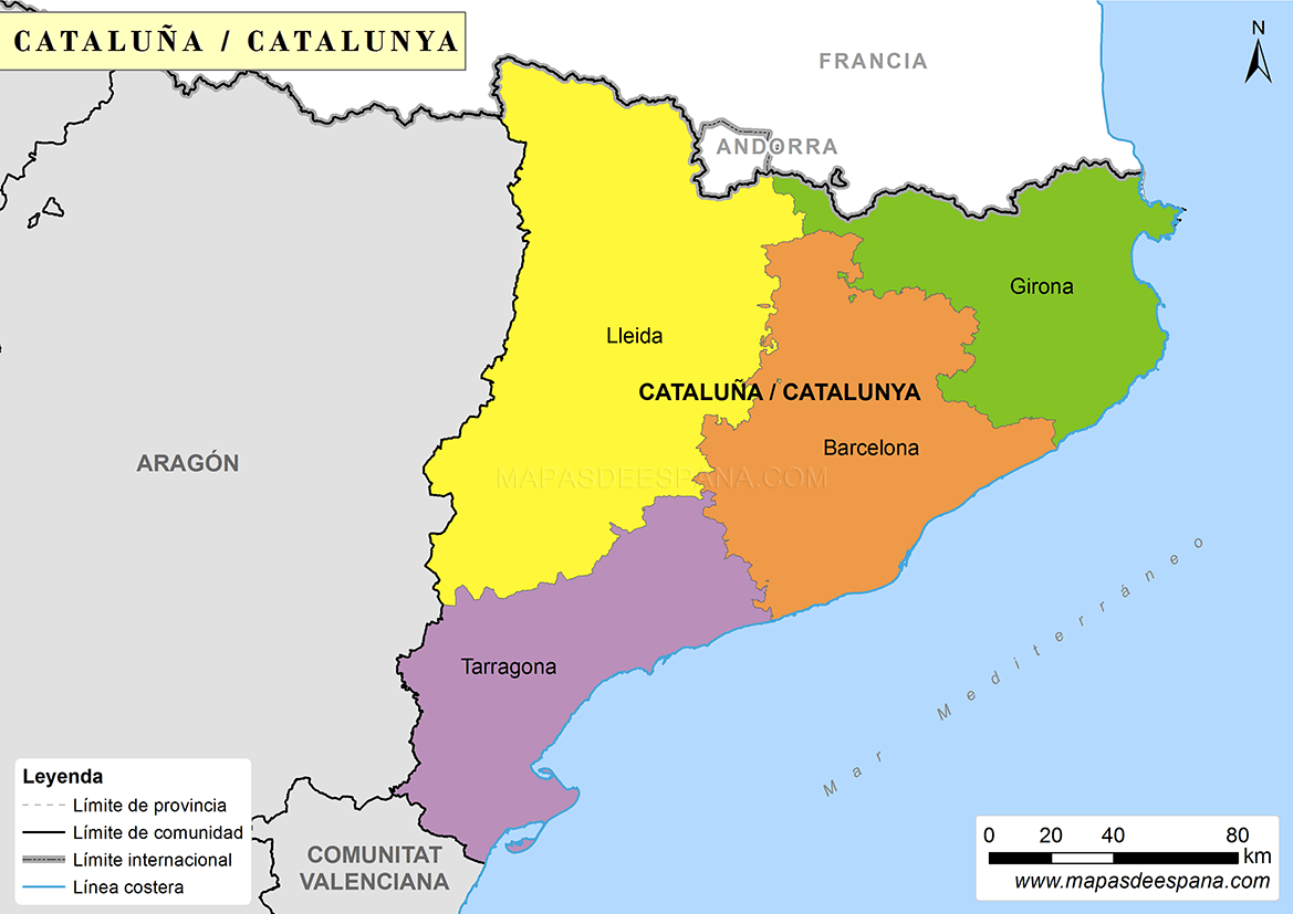 Mapa Provincias De Catalu a