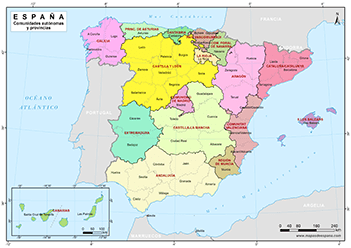 Mapa comunidades y provincias de España