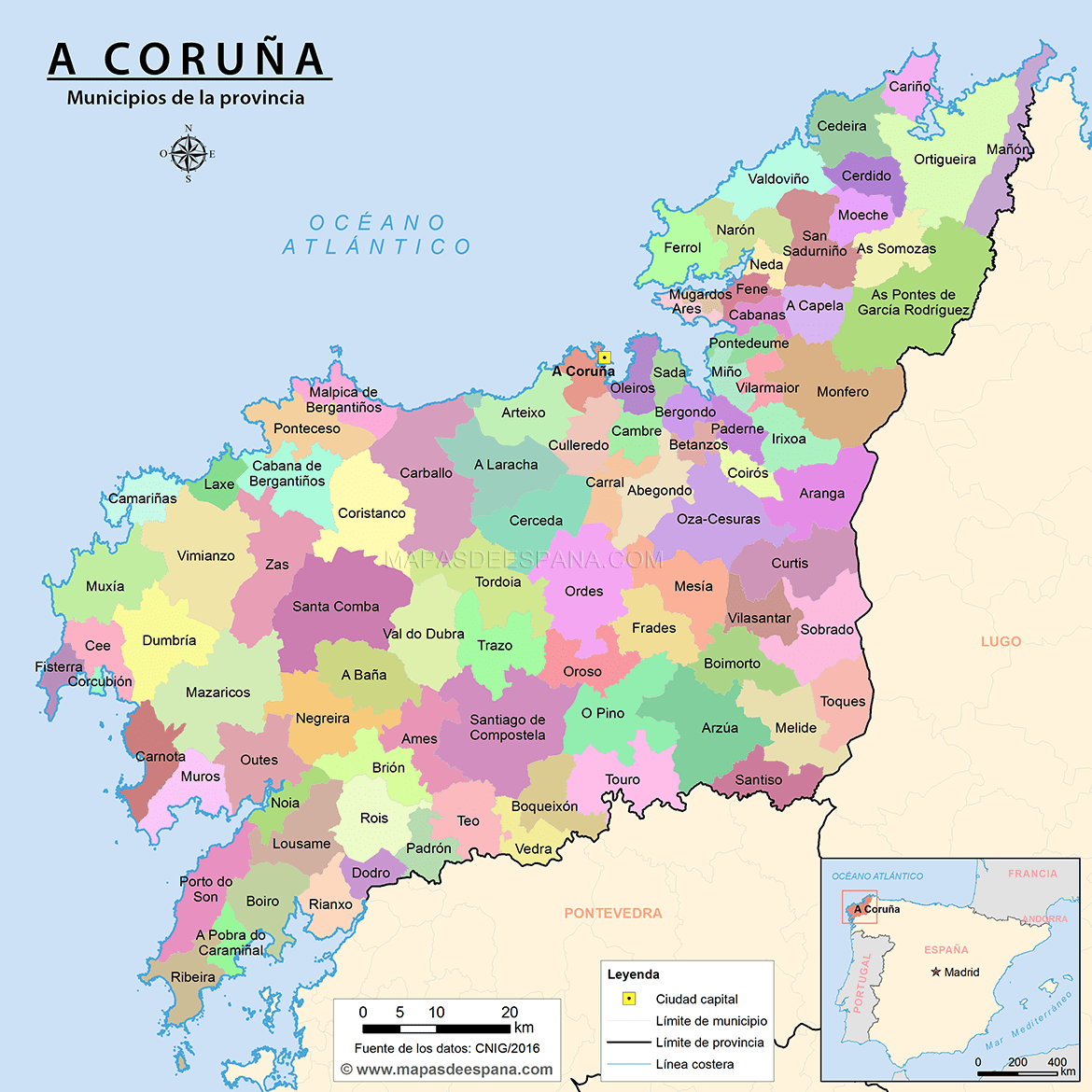 Mapa Provincia A Coruna 