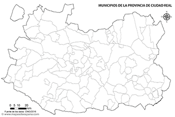 Mapa provincia de Ciudad Real mudo