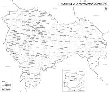 Mapa provincia de Guadalajara blanco