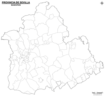 Mapa provincia de Sevilla mudo