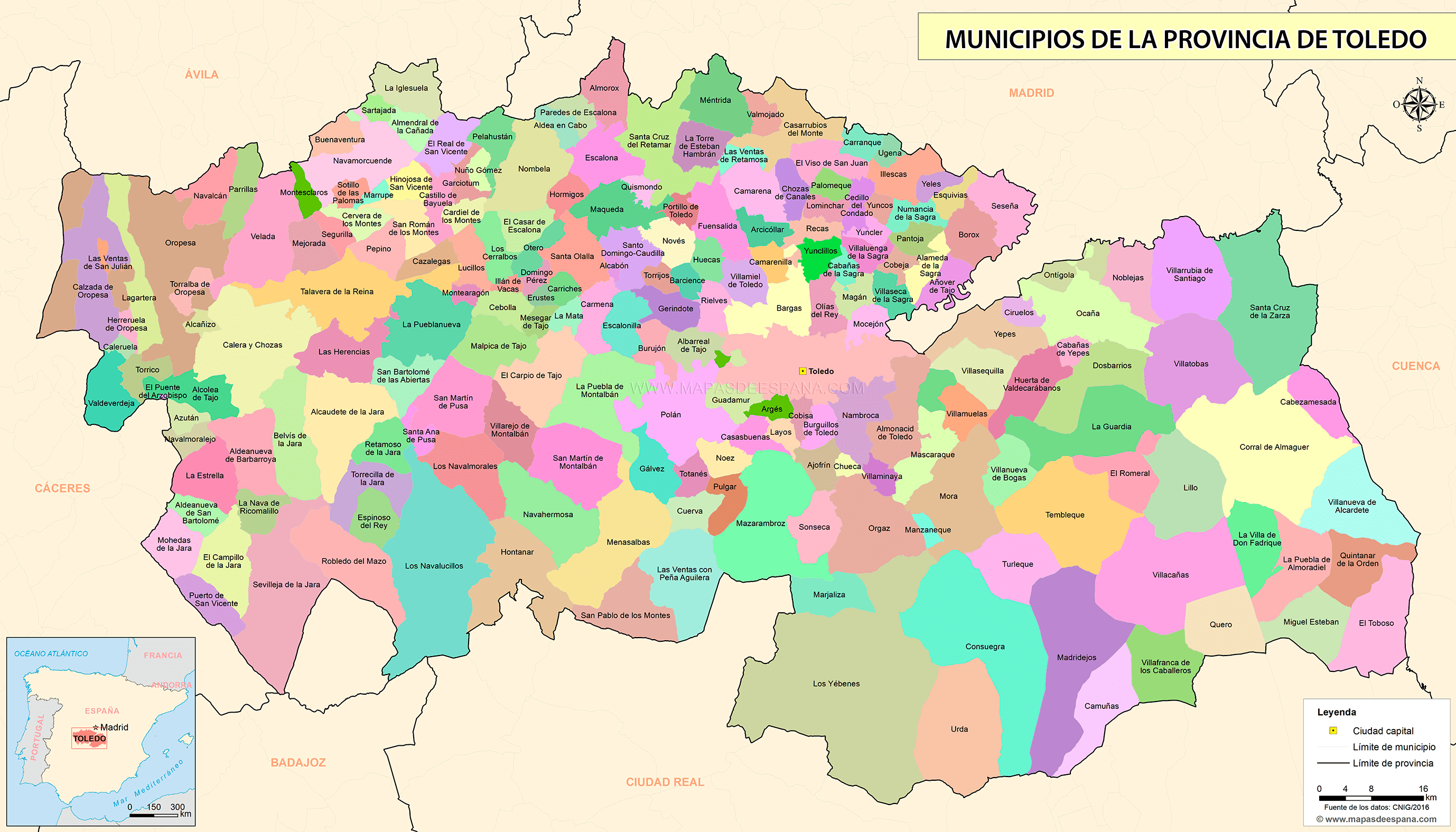 mapa pueblos de toledo