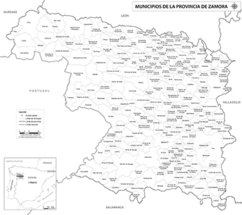 Mapa provincia de Zamora blanco